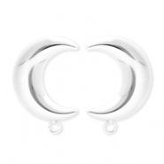 BY31&reg; Appr&ecirc;ts en acier Inox boucles d'oreilles&nbsp;/&nbsp;puces d&rsquo;oreilles lune avec anneau Argent&eacute;