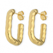 Boucles d'oreilles puces en acier Inox  rectangle Dor&eacute;