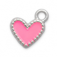 Breloques en acier Inox cœur Argenté-rose