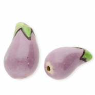 Perles en céramique aubergine Vieux mauve-vert