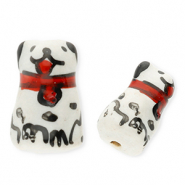 Perles en céramique chien Blanc-rouge-noir