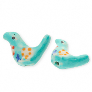 Perles en céramique oiseau Turquoise-multicolore