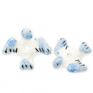 Perles en céramique oiseau Blanc-bleu-noir
