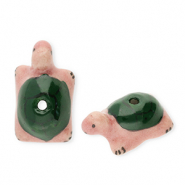 Perles en céramique tortue Vert fonce-rose vintage-noir