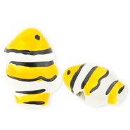 Perles en céramique poisson clown Jaune-blanc-noir