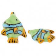 Perles en céramique poisson Vert-orange-bleu-noir
