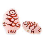 Perles en céramique poisson Rose clair-rouge rouille