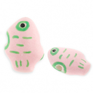 Perles en céramique poisson Rose-vert clair-noir