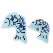 Perles en céramique poisson Bleu-noir