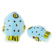 Perles en céramique poisson Bleu-jaune-noir