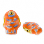 Perles en céramique poisson Orange fonce-bleu-jaune