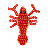 BY31&reg; Breloques en perles de verre cancer Rouge-noir-dor&eacute;