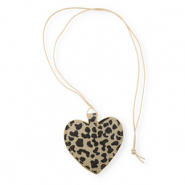 Pendentifs accroche-regard coeur avec imprimé léopard Marron beige-marron foncé