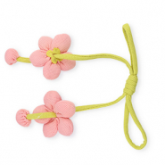 Pendentifs accroche-regard fleur Rose saumon-vert lime