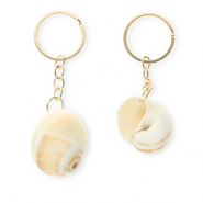 Porte-clés coquille Beige crème-doré