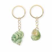 Porte-clés coquille Vert multicolore-doré