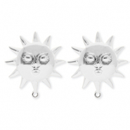 BY31&reg; Appr&ecirc;ts en acier Inox boucles d'oreilles&nbsp;/&nbsp;puces d&rsquo;oreilles soleil avec visage avec anneau Argent&eacute;