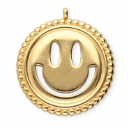 BY31® Breloques en acier Inox smiley Doré