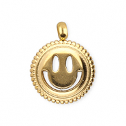 BY31® Breloques en acier Inox smiley Doré