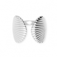 Bagues en acier Inox coquillages Argent&eacute;
