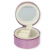 Bo&icirc;te &agrave; bijoux de voyage avec miroir rond Violet