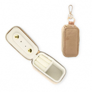 Bo&icirc;te &agrave; bijoux de voyage avec porte-cl&eacute;s rectangle Marron