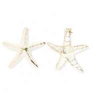 Boucles d'oreilles&nbsp;/&nbsp;puces tendance &eacute;maill&eacute;e &eacute;toile de mer avec tige en acier inoxydable Dor&eacute;-blanc