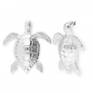Boucles d'oreilles&nbsp;/&nbsp;puces tendance tortue avec tige en acier inoxydable Argent&eacute;