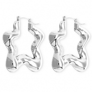 Boucles d'oreilles / créoles accroche-regard étoile avec tige en acier inoxydable Argenté