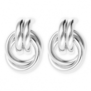 Boucles d'oreilles / puces accroche-regard bague double avec tige en acier inoxydable Argenté