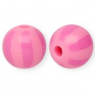 Perles acryliques 12 mm avec rayées Rose clair-rose