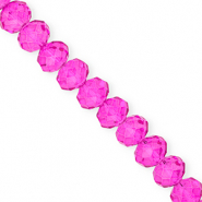 Perles à facettes 12x9 mm disque Heishi Rose fuchsia