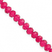 Perles &agrave; facettes 8x6&nbsp;mm disque Heishi Rose cerise&nbsp;