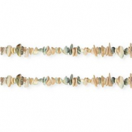 Perles coquillage chipstone Beige marron-vert fonce