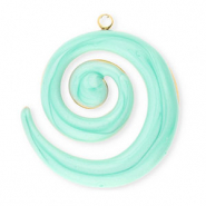 Breloques en acier Inox spirale Dor&eacute;-vert menthe marbr&eacute;