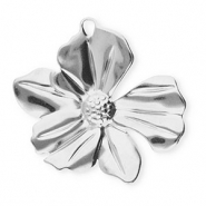 Breloques en acier Inox fleur Argent&eacute;