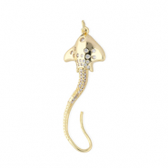 Métal TQ laiton breloques raie pastenague avec strass Doré-transparent