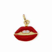 Métal TQ laiton breloques kiss Doré-rouge-blanc