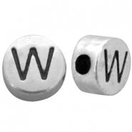 Perles alphabet en métal DQ lettre W Argenté antique (sans nickel)