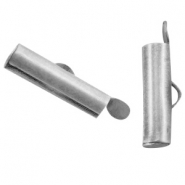 Embouts en métal DQ poussoir 15x6mm Argenté antique (sans nickel)