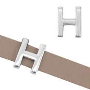 Poussoir en m&eacute;tal DQ lettre "H" &Oslash;10.3x2.3mm argent&eacute; antique (sans nickel)