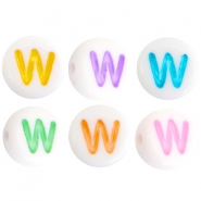 Perles acryliques alphabet lettre W multicolore-blanc