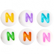 Perles acryliques alphabet lettre N multicolore-blanc