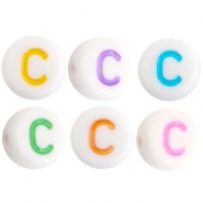 Perles acryliques alphabet lettre C multicolore-blanc