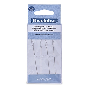 Beadalon Collapsible Eye Needles 6.4mm medium Argent&eacute;