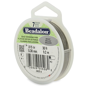 Beadalon stringing wire 7 strand 0.38mm Acier inox clair