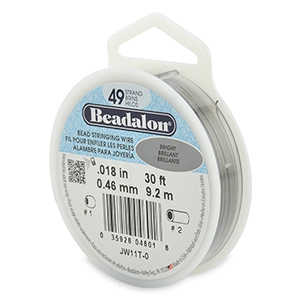 Beadalon stringing wire 49 strand 0.46mm Acier inox clair