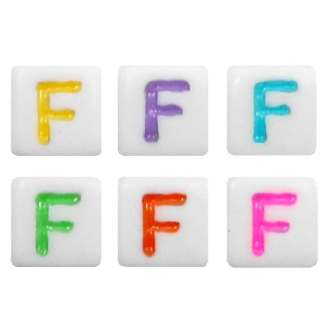 Perles acryliques alphabet lettre F multicolore-blanc