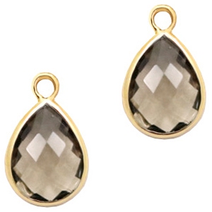 Pendentifs en verre Crystal Glass goutte 11x7mm Greige-dor&eacute;