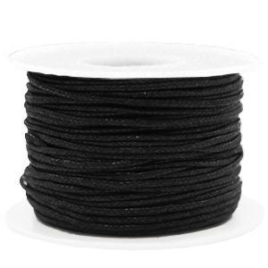 Fil en coton cir&eacute; wax 1.5mm Noir